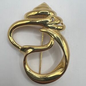 Vintage Piscitelli Seashell Brooch Open Metalwork Large Pin Made‎ in USA